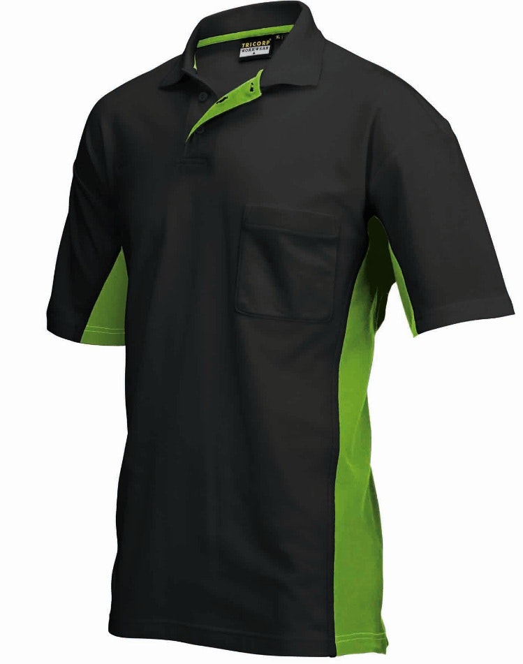 Tricorp TP2000 Poloshirt Bi-Colour met borstzak (202002) - Black / Lime - M