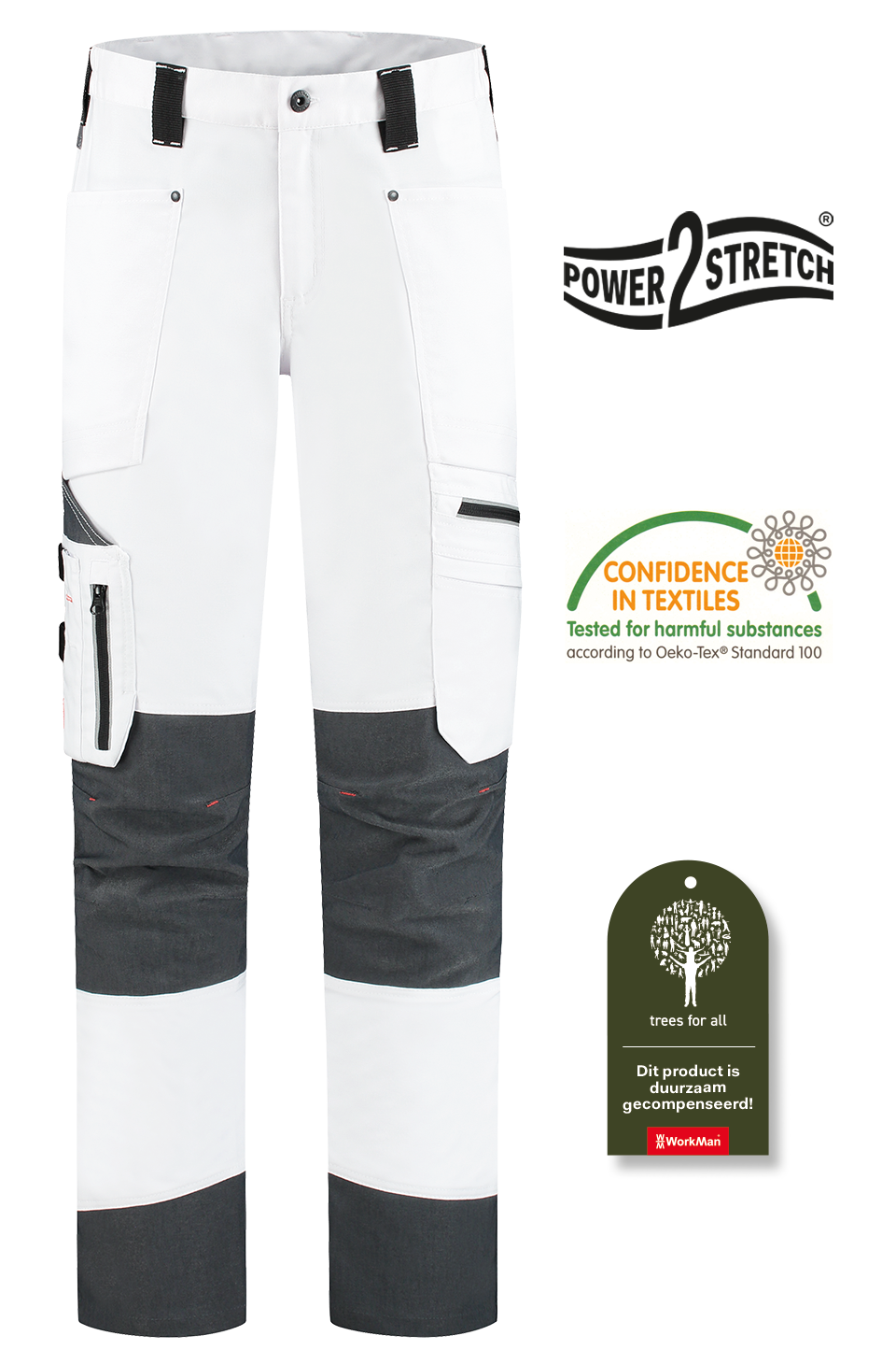Workman PowerStretch Werkbroek - 9084 wit/grijs - 48