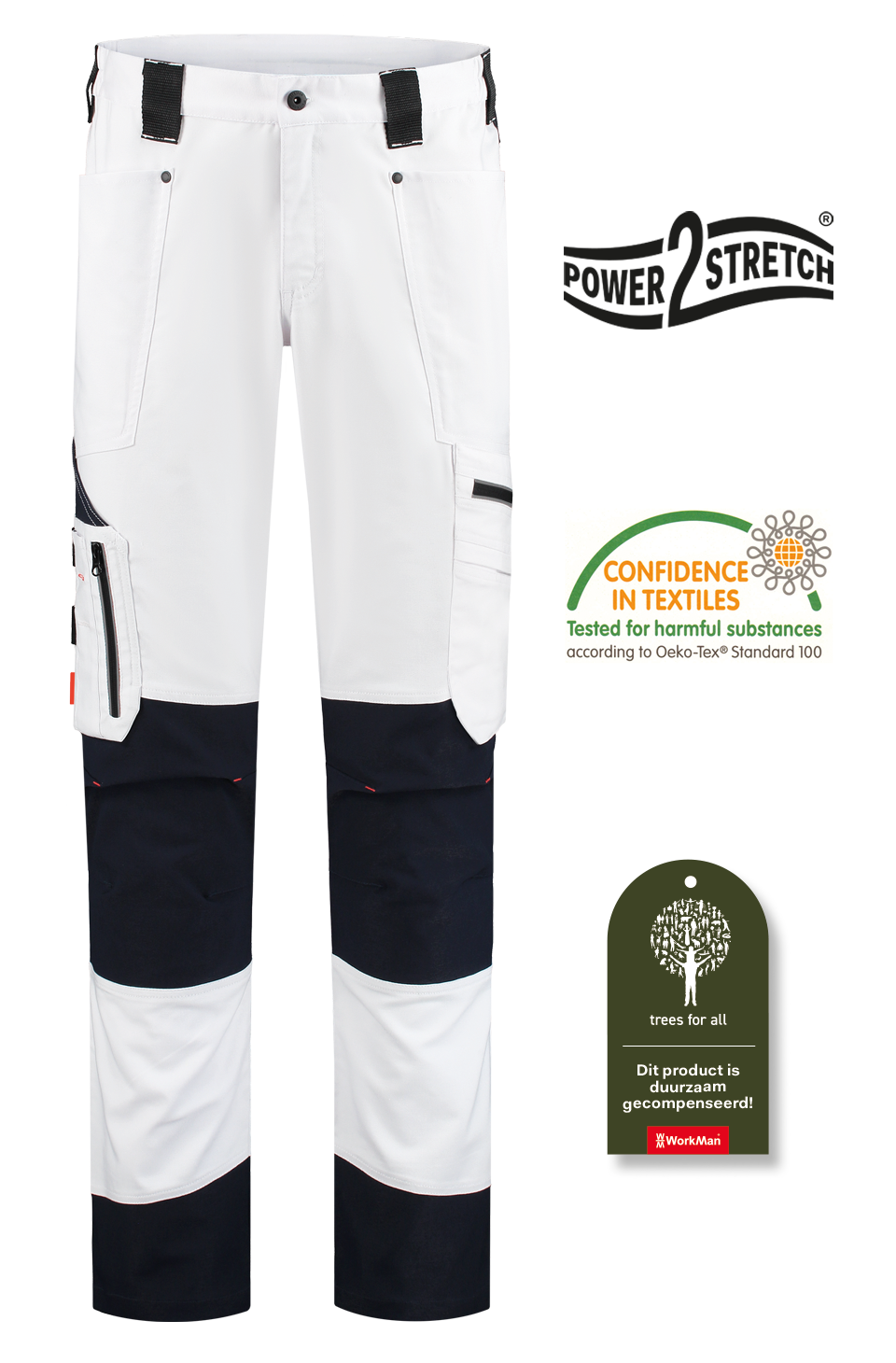 Workman PowerStretch Werkbroek - 9084 wit/grijs - 48