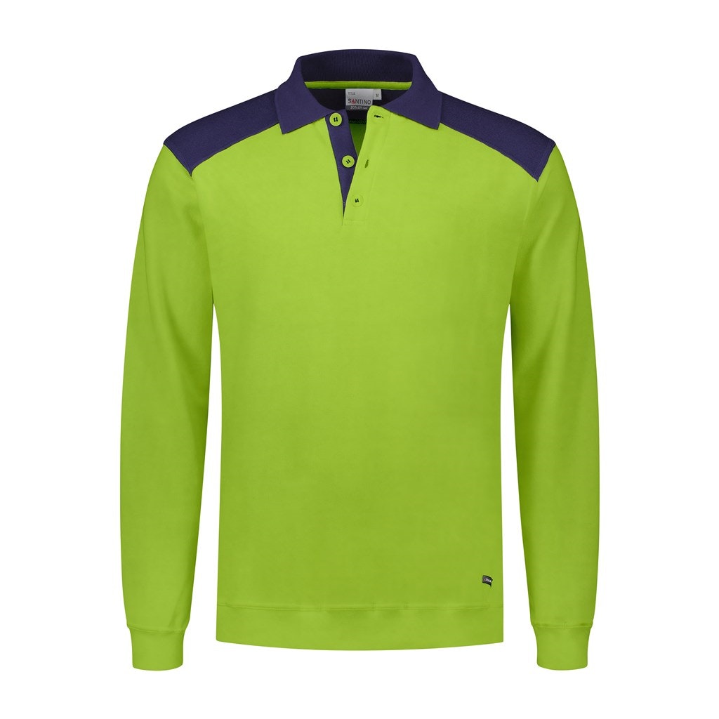 Santino polosweater Tesla - 5XL - Lime / Real Navy 5020