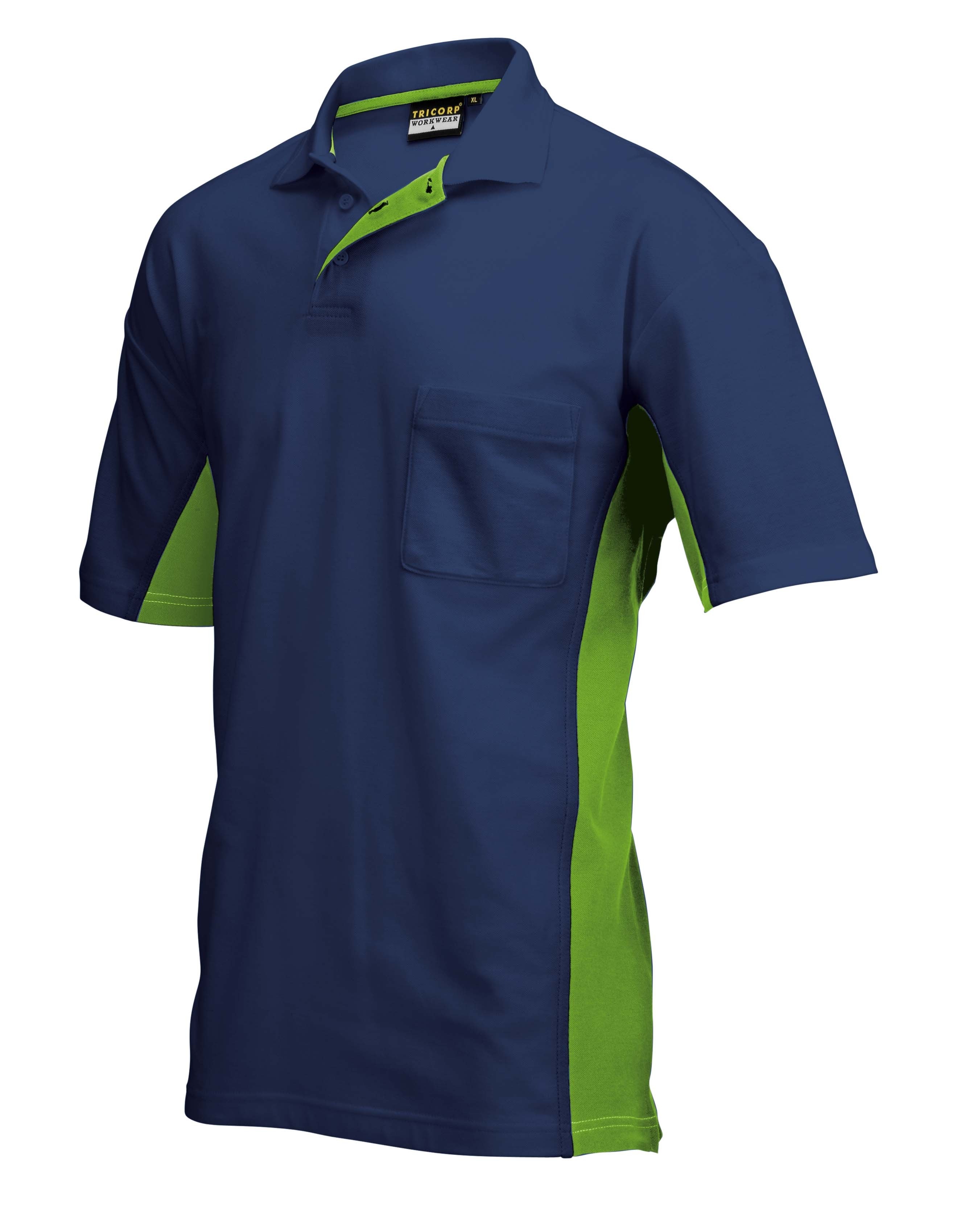 Tricorp TP2000 Poloshirt Bi-Colour met borstzak (202002) - L - Navy / Lime