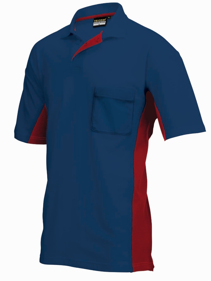 Tricorp TP2000 Poloshirt Bi-Colour met borstzak (202002) - Navy / Red - XS